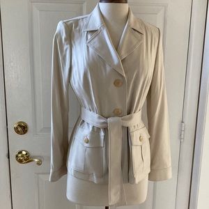 Talbots cinched-waist crème silk twill jacket